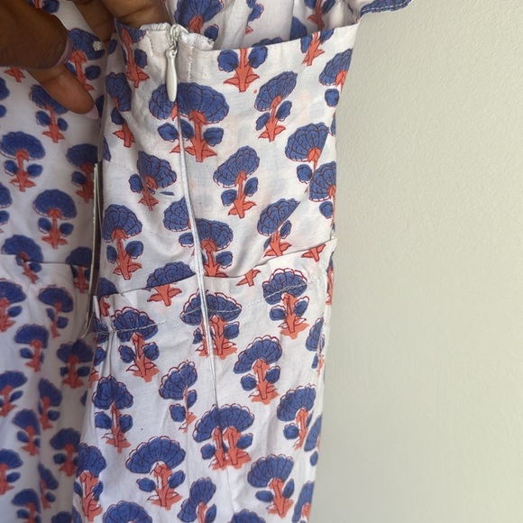 NEW OLIPHANT Smocked Square Neck Mini In Periwinkle In Blue Medium - Picture 7 of 13